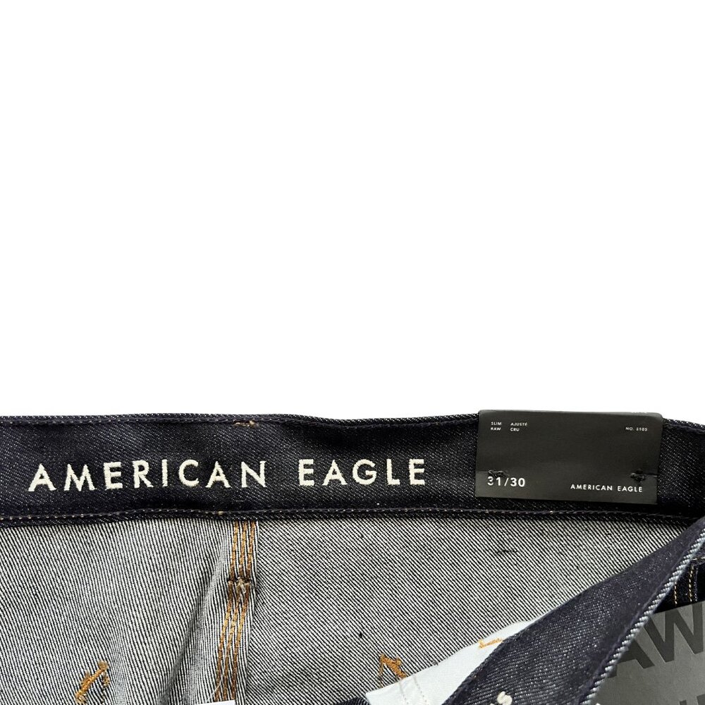 American Eagle AirFlex+ Slim Raw Hem Dark Wash Jeans 31x30 NWT - Picture 6 of 8